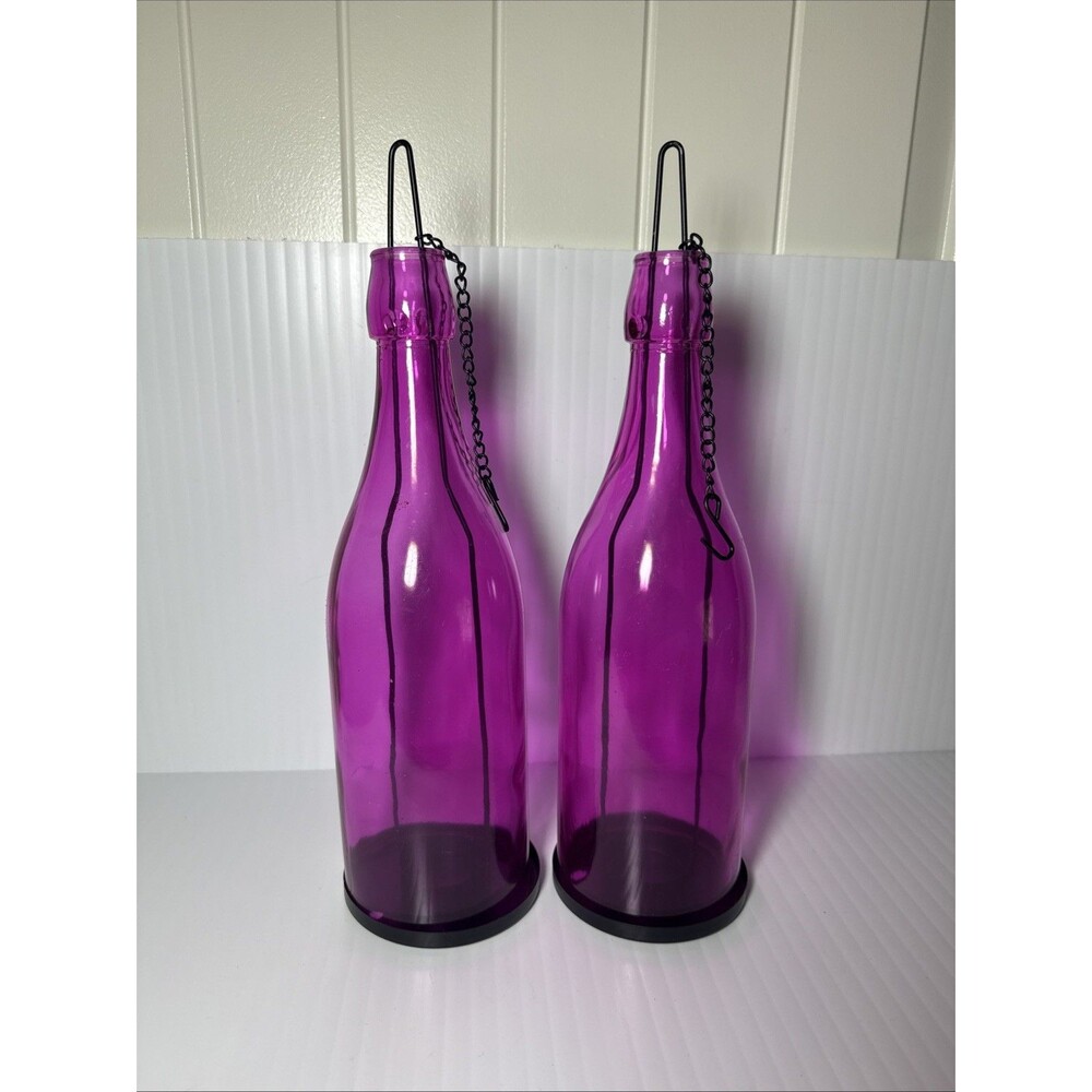 Magenta Tea Light Hanging Bottles (2)